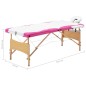 vidaXL Camilla de masaje plegable 3 zonas madera blanco y rosa vidaXL Camilla de masaje plegable 3 zonas madera blanco y rosa