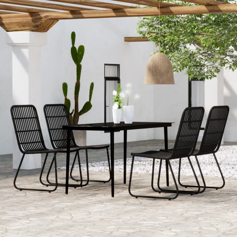 vidaXL Juego de comedor de jardín 5 piezas negro