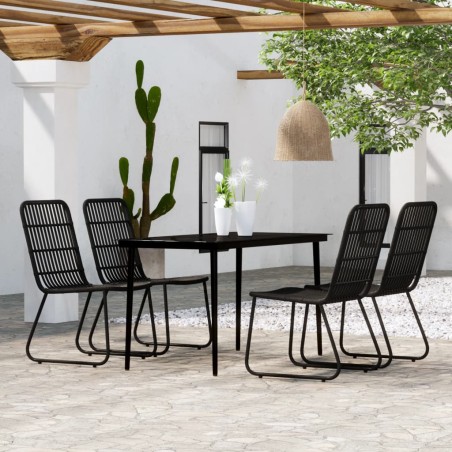 vidaXL Juego de comedor de jardín 5 piezas negro