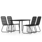 vidaXL Juego de comedor de jardín 5 piezas negro