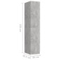 vidaXL Armario de boticario contrachapada gris hormigón 30x42,5x150 cm