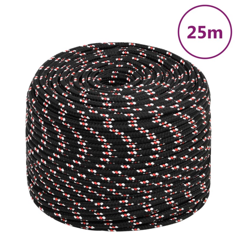 vidaXL Cuerda de barco polipropileno negra 10 mm 25 m vidaXL Cuerda de barco polipropileno negra 10 mm 25 m