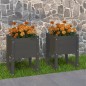 vidaXL Jardinera 2 unidades madera maciza de pino gris 40x40x52,5 cm