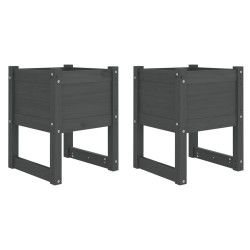 vidaXL Jardinera 2 unidades madera maciza de pino gris 40x40x52,5 cm