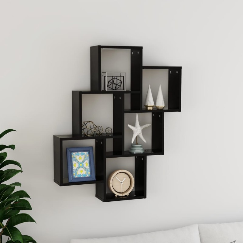 vidaXL Estante cubo de pared madera contrachapada negro 78x15x93 cm vidaXL Estante cubo de pared madera contrachapada negro 78x15x93 cm