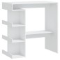 vidaXL Mesa bar estante almacenaje contrachapada blanco 100x50x101,5cm vidaXL Mesa bar estante almacenaje contrachapada blanco 100x50x101,5cm