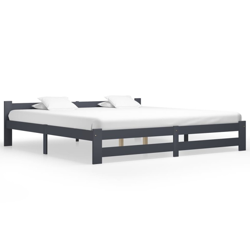 vidaXL Estructura de cama madera maciza de pino gris oscuro 200x200 cm vidaXL Estructura de cama madera maciza de pino gris oscuro 200x200 cm