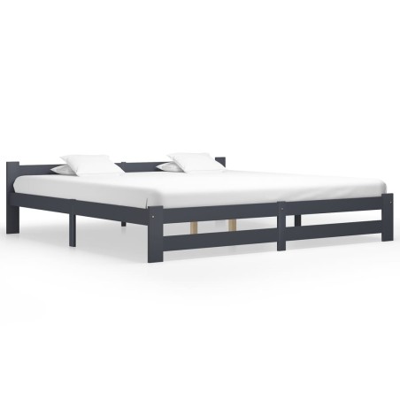 vidaXL Estructura de cama madera maciza de pino gris oscuro 200x200 cm