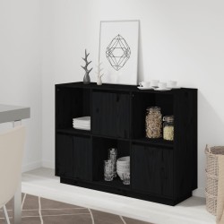 vidaXL Aparador de madera maciza de pino negro 110,5x35x80 cm