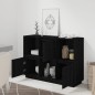 vidaXL Aparador de madera maciza de pino negro 110,5x35x80 cm