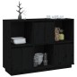 vidaXL Aparador de madera maciza de pino negro 110,5x35x80 cm