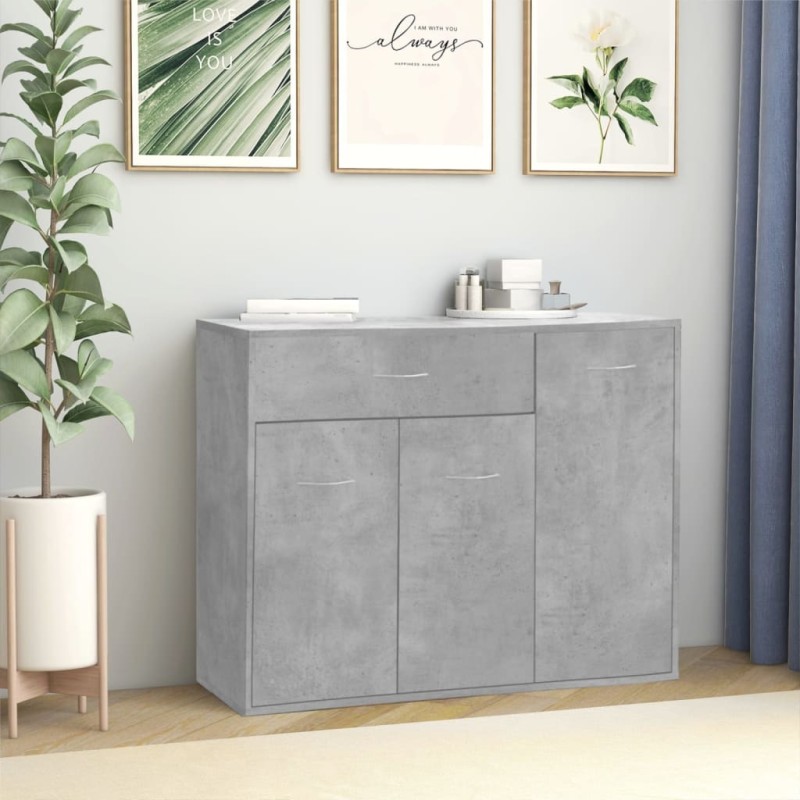 vidaXL Aparador de madera contrachapada gris hormigón 88x30x70 cm vidaXL Aparador de madera contrachapada gris hormigón 88x30x70 cm