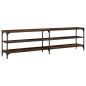 vidaXL Mueble TV metal y madera contrachapada roble humo 180x30x50cm vidaXL Mueble TV metal y madera contrachapada roble humo 180x30x50cm