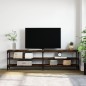 vidaXL Mueble TV metal y madera contrachapada roble humo 180x30x50cm vidaXL Mueble TV metal y madera contrachapada roble humo 180x30x50cm