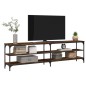 vidaXL Mueble TV metal y madera contrachapada roble humo 180x30x50cm vidaXL Mueble TV metal y madera contrachapada roble humo 180x30x50cm