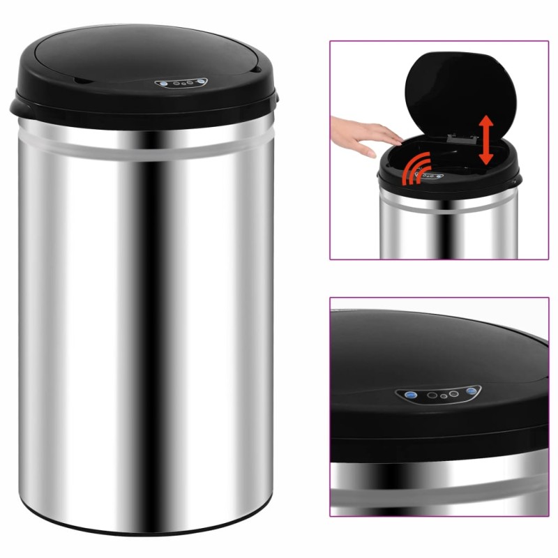 vidaXL Cubo de basura con sensor automático 40 L acero inoxidable vidaXL Cubo de basura con sensor automático 40 L acero inoxidable
