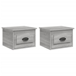 vidaXL Mesitas de noche de pared 2 uds color gris Sonoma 41,5x36x28 cm
