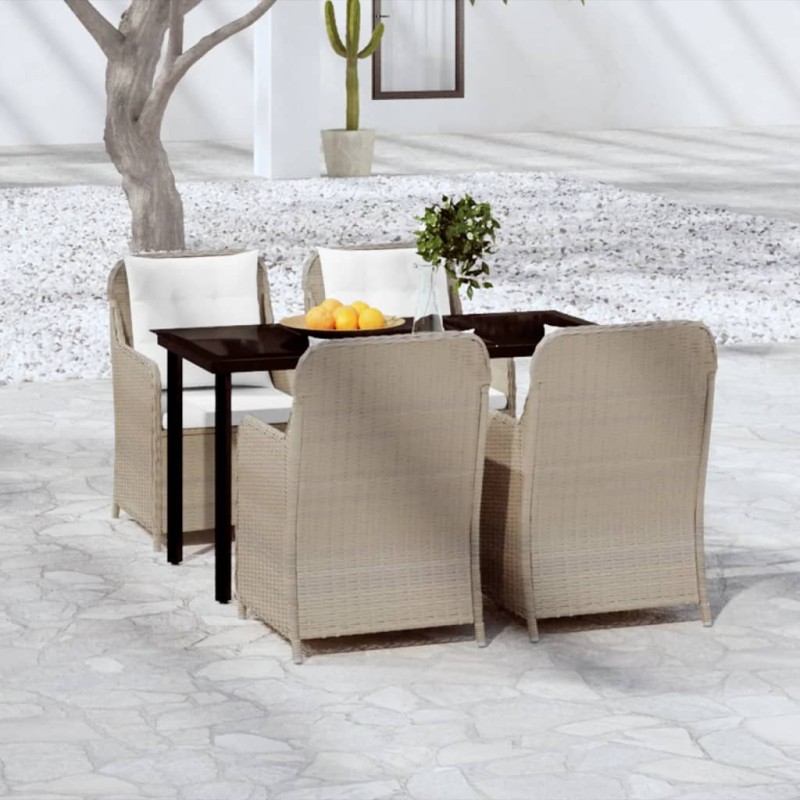 vidaXL Juego de comedor de jardín 5 piezas con cojines marrón