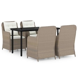vidaXL Juego de comedor de jardín 5 piezas con cojines marrón