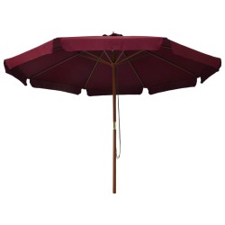 vidaXL Sombrilla de jardín con palo de madera color burdeos 330 cm