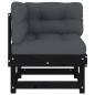 vidaXL Sofá esquinero con cojines madera maciza de pino negro