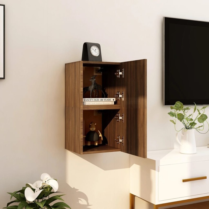 vidaXL Muebles para TV de pared 2 uds roble marrón 30,5x30x30 cm vidaXL Muebles para TV de pared 2 uds roble marrón 30,5x30x30 cm