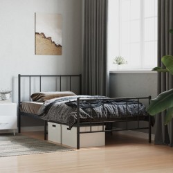 vidaXL Estructura de cama con cabecero y estribo metal negro 90x190 cm