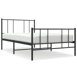 vidaXL Estructura de cama con cabecero y estribo metal negro 90x190 cm