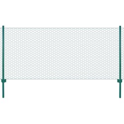 vidaXL Valla de malla alambre con postes acero 25x0,5 m verde