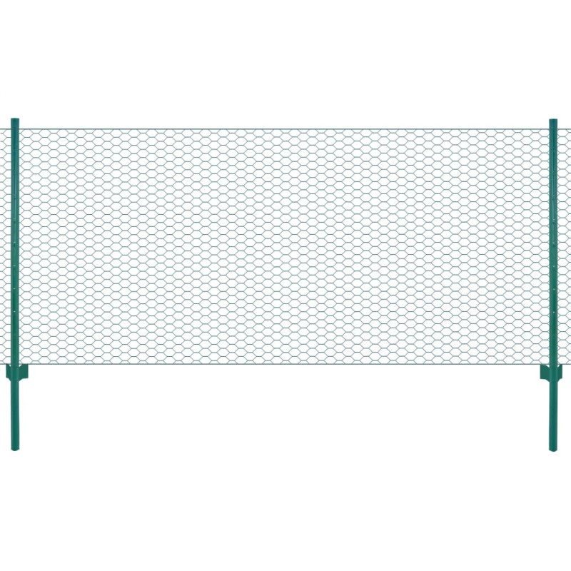 vidaXL Valla de malla alambre con postes acero 25x0,5 m verde