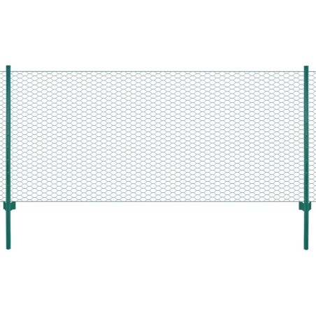 vidaXL Valla de malla alambre con postes acero 25x0,5 m verde