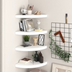 vidaXL Estantes flotantes de esquina 4 uds MDF blanco 35x35x3,8 cm