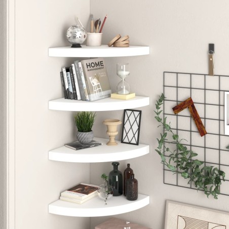 vidaXL Estantes flotantes de esquina 4 uds MDF blanco 35x35x3,8 cm