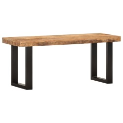 vidaXL Banco de madera maciza de mango sin tratar y acero 110 cm