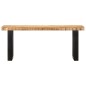 vidaXL Banco de madera maciza de mango sin tratar y acero 110 cm vidaXL Banco de madera maciza de mango sin tratar y acero 110 cm