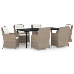 vidaXL Juego de comedor de jardín 7 piezas marrón