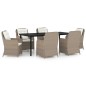 vidaXL Juego de comedor de jardín 7 piezas marrón vidaXL Juego de comedor de jardín 7 piezas marrón
