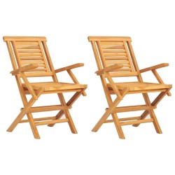 vidaXL Sillas de jardín plegables 2 uds madera maciza teca 56x63x90 cm