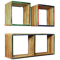 vidaXL Estantes de pared de madera reciclada de teca maciza 3 piezas 