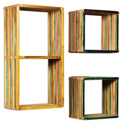 vidaXL Estantes de pared de madera reciclada de teca maciza 3 piezas 