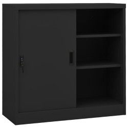 vidaXL Armario de oficina puerta corredera acero antracita 90x40x90cm