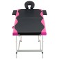 vidaXL Camilla de masaje plegable 2 zonas aluminio negro y rosa vidaXL Camilla de masaje plegable 2 zonas aluminio negro y rosa