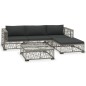 vidaXL Set de muebles de jardín 5 pzas y cojines ratán sintético gris vidaXL Set de muebles de jardín 5 pzas y cojines ratán sintético gris