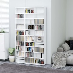 vidaXL Armario para CDs madera contrachapada blanco 102x16x177,5 cm