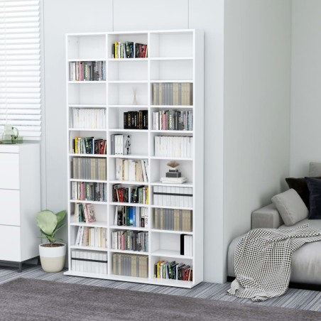 vidaXL Armario para CDs madera contrachapada blanco 102x16x177,5 cm
