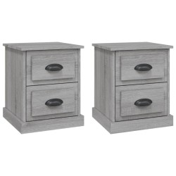 vidaXL Mesitas de noche 2 uds madera contrachapada gris 39x39x47,5 cm