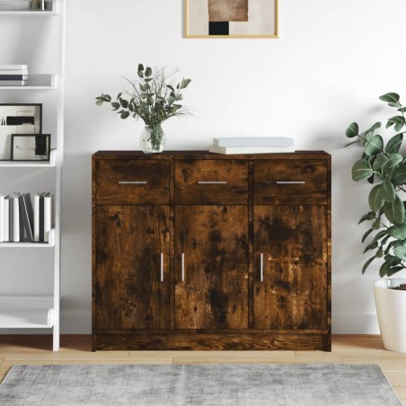 vidaXL Aparador madera de ingeniería roble ahumado 91x28x75 cm