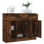 vidaXL Aparador madera de ingeniería roble ahumado 91x28x75 cm vidaXL Aparador madera de ingeniería roble ahumado 91x28x75 cm