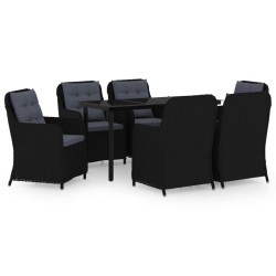 vidaXL Juego de comedor para jardín 7 piezas negro