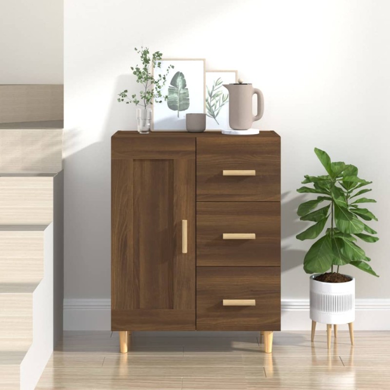 vidaXL Aparador madera contrachapada marrón roble 69,5x34x90 cm vidaXL Aparador madera contrachapada marrón roble 69,5x34x90 cm